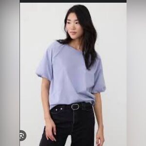 Banana Republic Periwinkle Crew Neck Top With Puff Sleeves